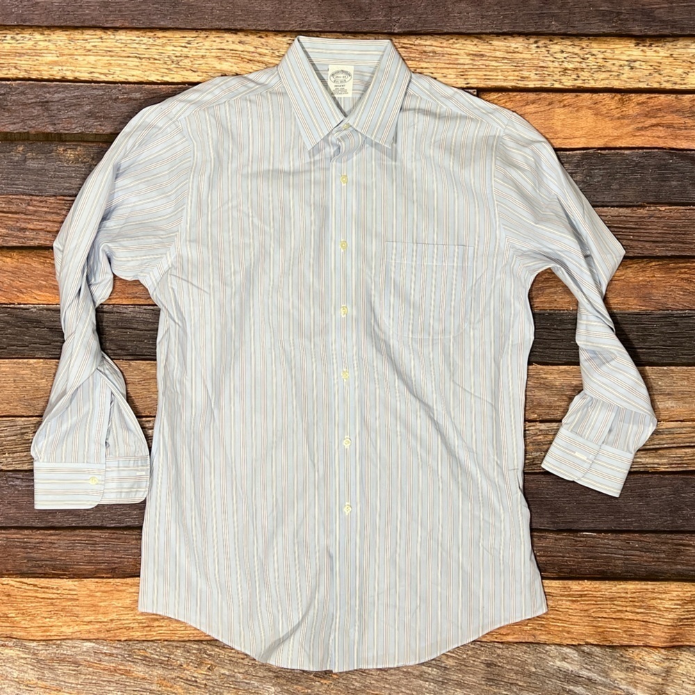 Brooks Brothers Regent Blue Striped Mens Dress Suit Shirt Preppy